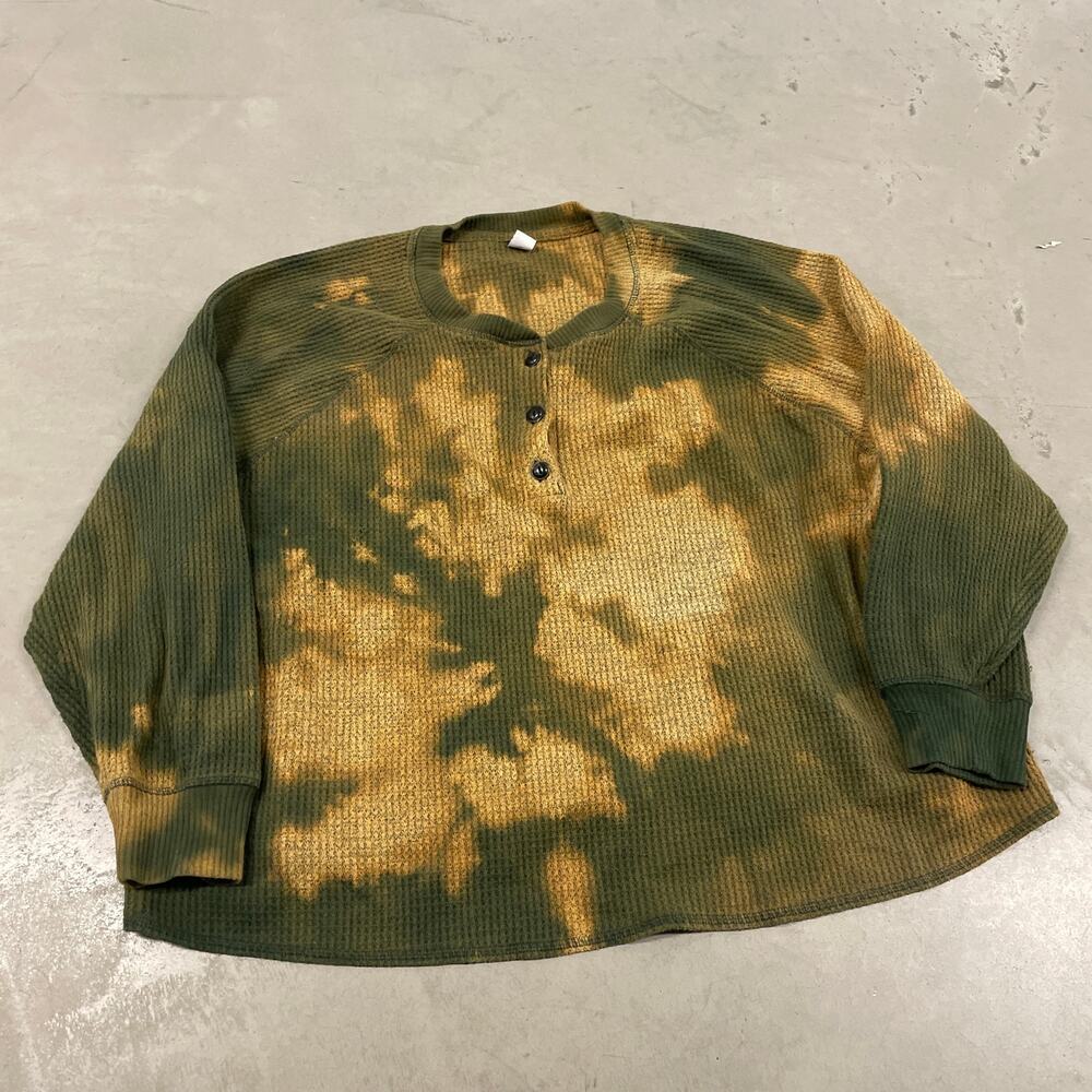 Y2K boxy dyed waffle knit old navy thermal Henley t-shirt